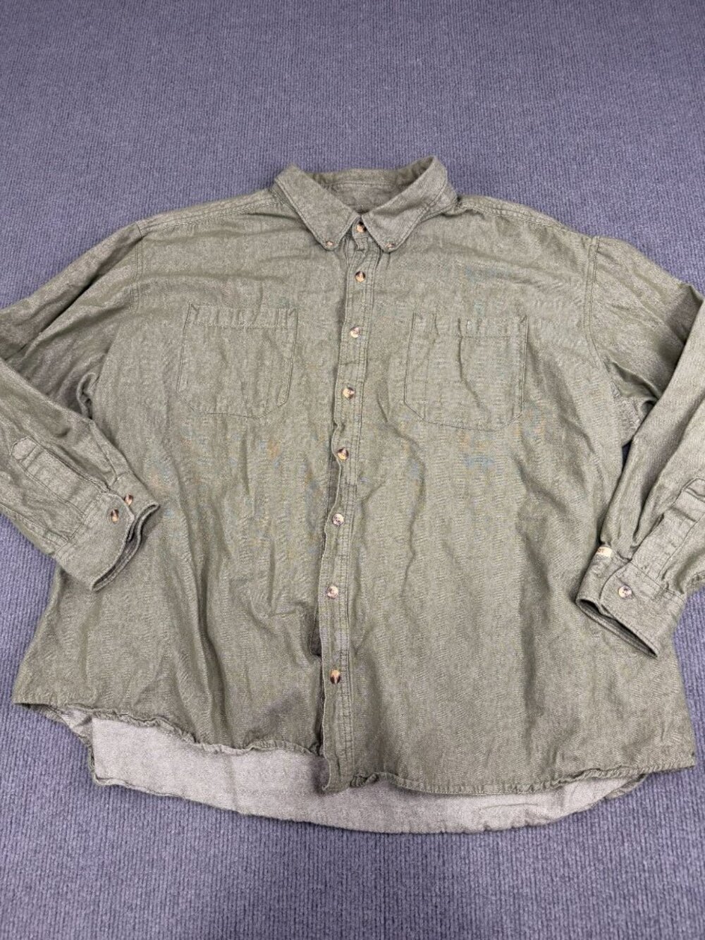 C.E. Schmidt Workwear Mens Button-Up Green Shirt 3XL Long Sleeve Chest Pockets